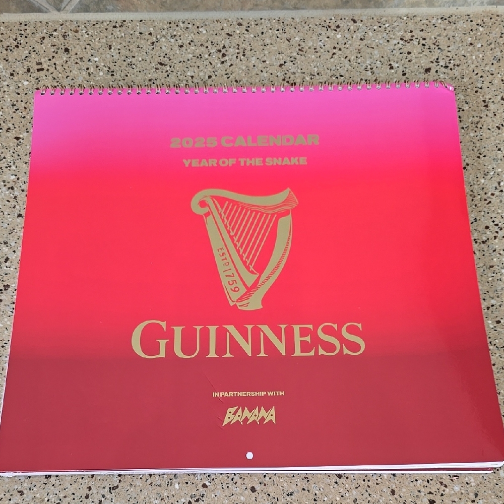 Guinness 2025 Calendar - Red and Gold